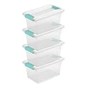 Sterilite 4-Pack Clip Box, Stackable Clear Plastic Bins with Latching Lids, Medium - Writing, Arts or Crafts Supplies Storage Containers for Home…