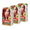 Nisha Creme Hair Color Flame Red Hair Dye Permanent Red Hair Colour 5.07 fl oz, Pack of 3