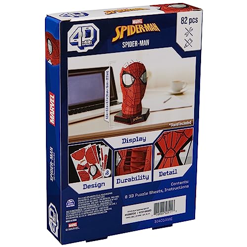 4D Build, Marvel Spider-Man 3D Puzzle Model Kit with Stand 82 Pcs | Spider-Man Desk Decor | Building Toys | 3D Puzzles for Adults & Teens 12+