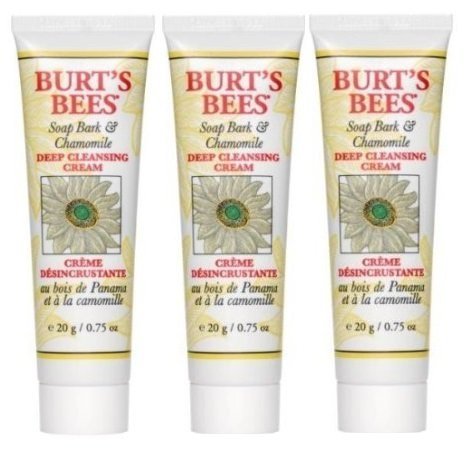 Burt's Bees Soap Bark & Chamomile Deep Cleaning Cream, .75oz Travel Size [3 Pack]