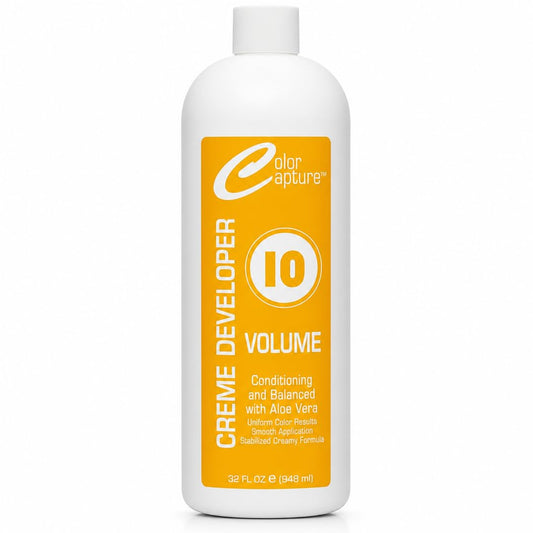 COLOR CAPTUR 10 Volume Cream Hair Developer - Aloe Vera Conditioning Activator for Deposit-Only Color | Paraben-Free, Cruelty-Free, GMP & ISO