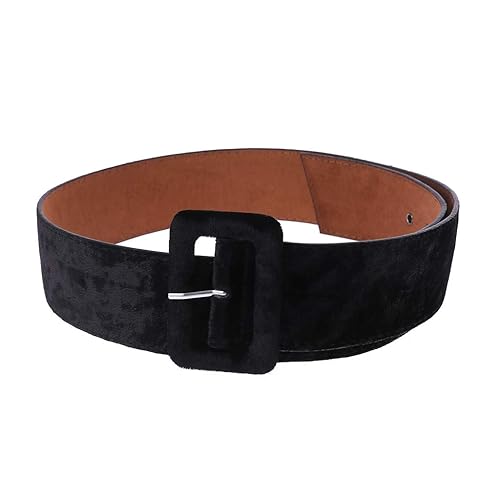 puhoon Female Dress Belts Decorate, Fabric Wide Waistband Velvet Belt (Black)