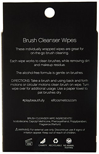 e.l.f. Brush Cleaner Wipes, 10 Count (Pack of 4)