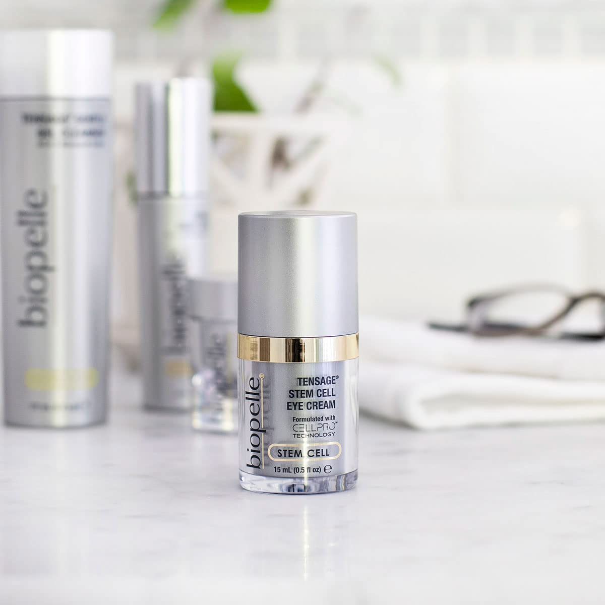 Biopelle Tensage Stem Cell Eye Cream, Under-Eye Cream for Dark Circles, Puffiness, and Bags with CellPro Technology, Caffeine, Retinol, and Peptides