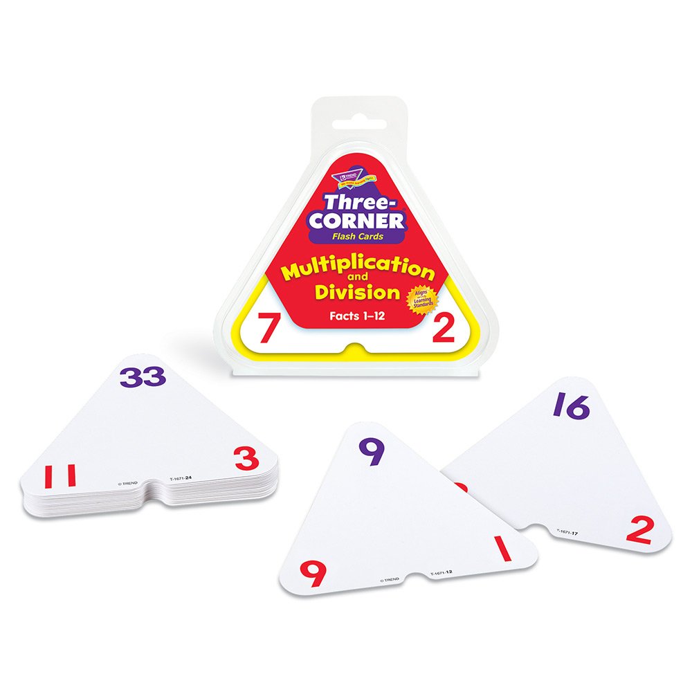 Trend Enterprises Three-Corner Multiplication & Division Flash Cards – Self-Checking, Interactive Learning, 48 Double-Sided Cards, Ages 8+