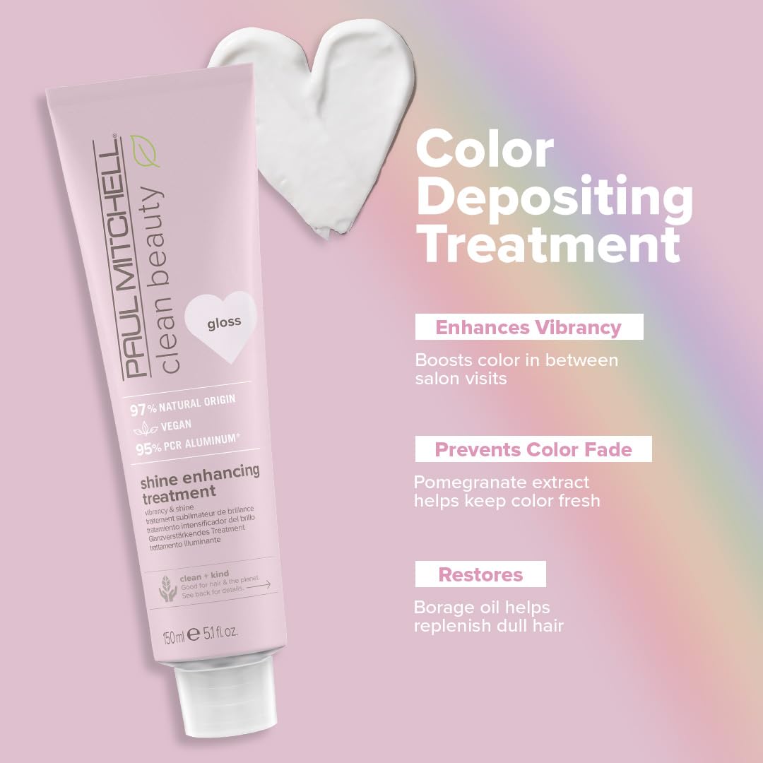 Paul Mitchell Clean Beauty Color-Depositing Treatment, For Refreshing + Protecting Color-Treated Hair, Gloss, 5.1 fl. oz.
