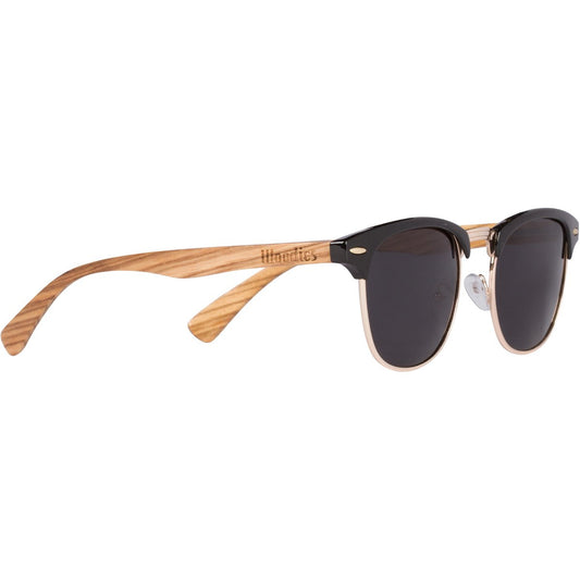 Woodies Wood Sunglasses made from Zebra Wood with Half-Rim Shape and Polarized Lenses