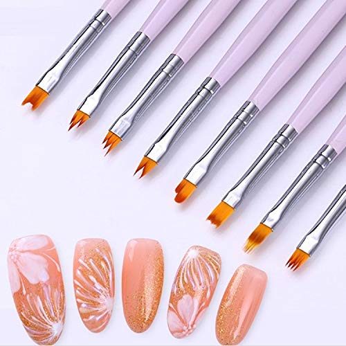 8 Pcs Premium Nail Brush Pens with Wooden Handle - UV Gel Art Gradient & Flower Design Tools for Professional Manicure, Perfect Valentine’s Gift