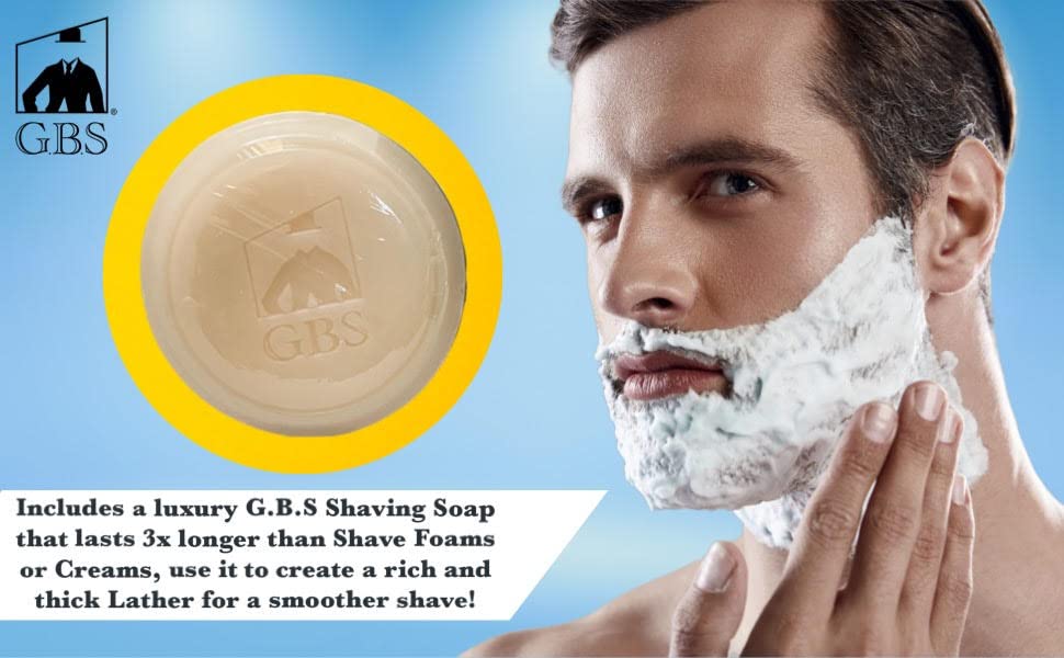 G.B.S Men's Shaving Kit 3 pc Stainless Steel Bowl Shaving Soap and Synthetic Shaving Brush Durable Makes a Gift Holiday Beauty and Personal Care G.B.S