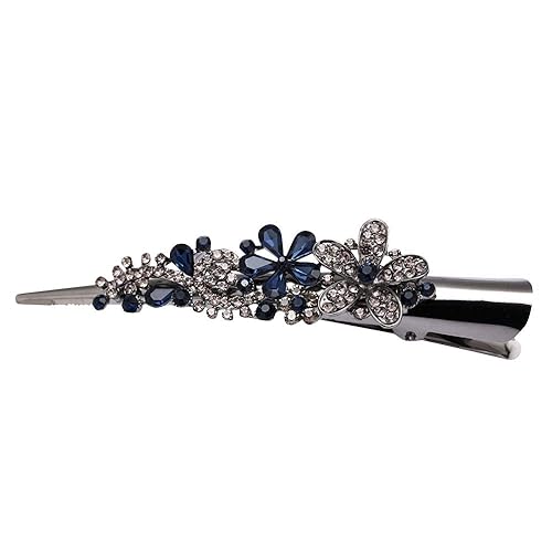 Large Double Row Teeth Metal Duck Bill Clips Hair Clips Rhinestone Flower Hair Barrettes with Teeth Hair Pins Hair Slide Stylish for Women Girl Hair