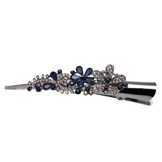 Large Double Row Teeth Metal Duck Bill Clips Hair Clips Rhinestone Flower Hair Barrettes with Teeth Hair Pins Hair Slide Stylish for Women Girl Hair