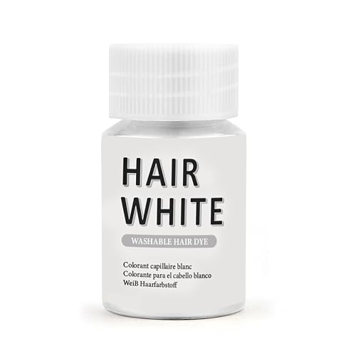Makeup Hair White, Washable White Hair Dye for Cosplay, Halloween & Theatre - Non-Staining, Quick-Dry Formula, Idea for Dress Up Party, Santa Claus's