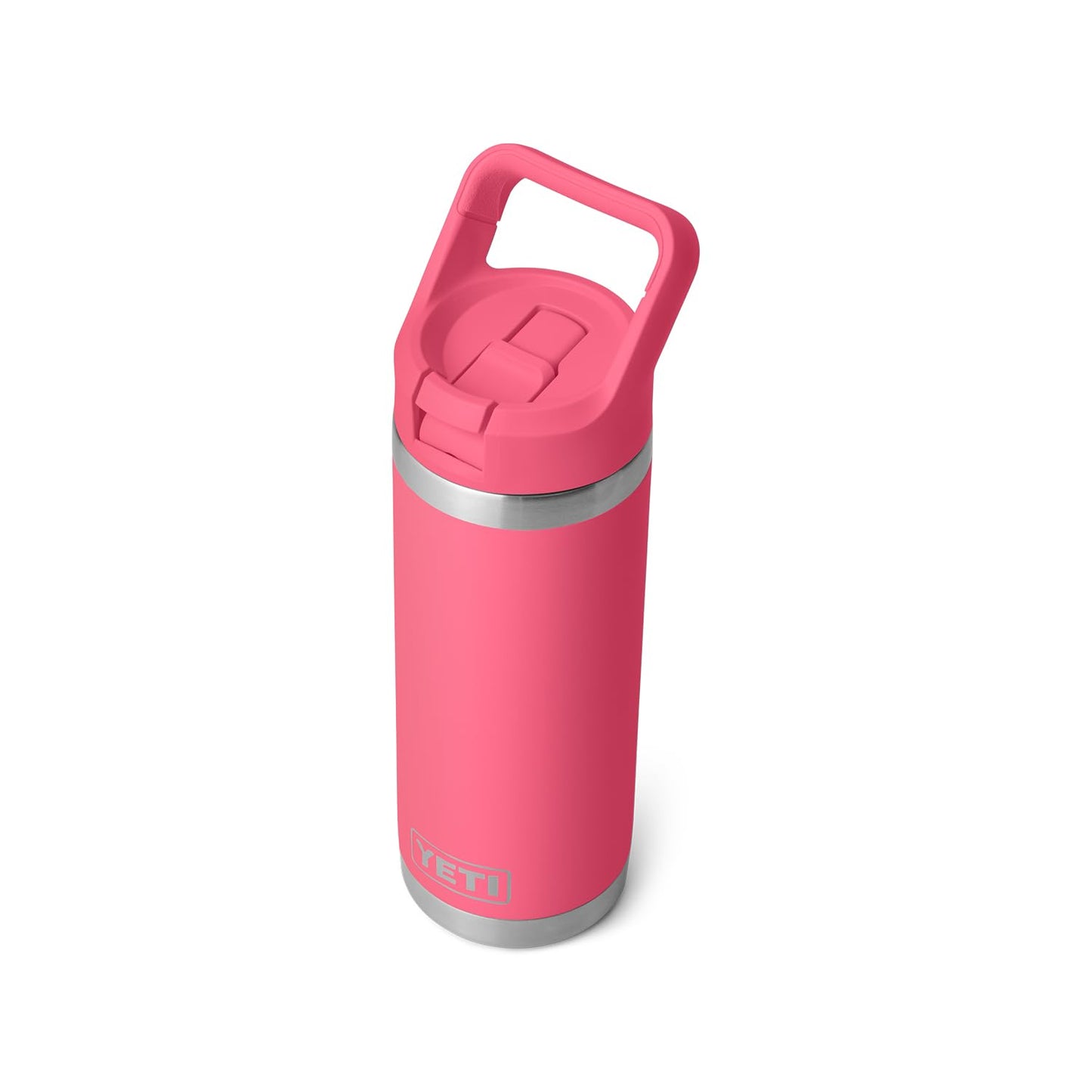 YETI Rambler 18 oz Bottle, Vacuum Insulated, Stainless Steel with Color Matching Straw Cap, Tropical Pink