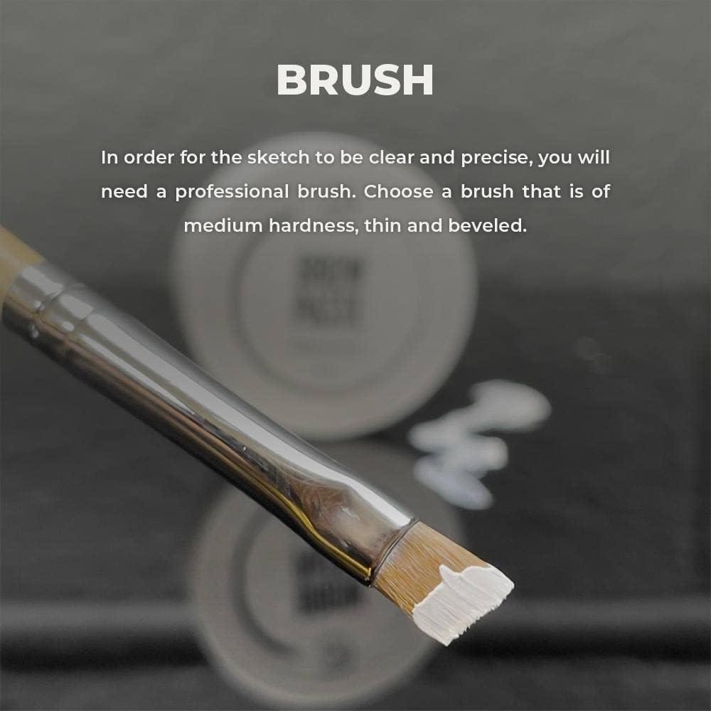 Brow Mapping Kit with White Brow Paste [Large 15g Bottle] White Brow Mapping String [30 m ] and 2 Eyebrow Brush Set for Microblading Supplies, PMU