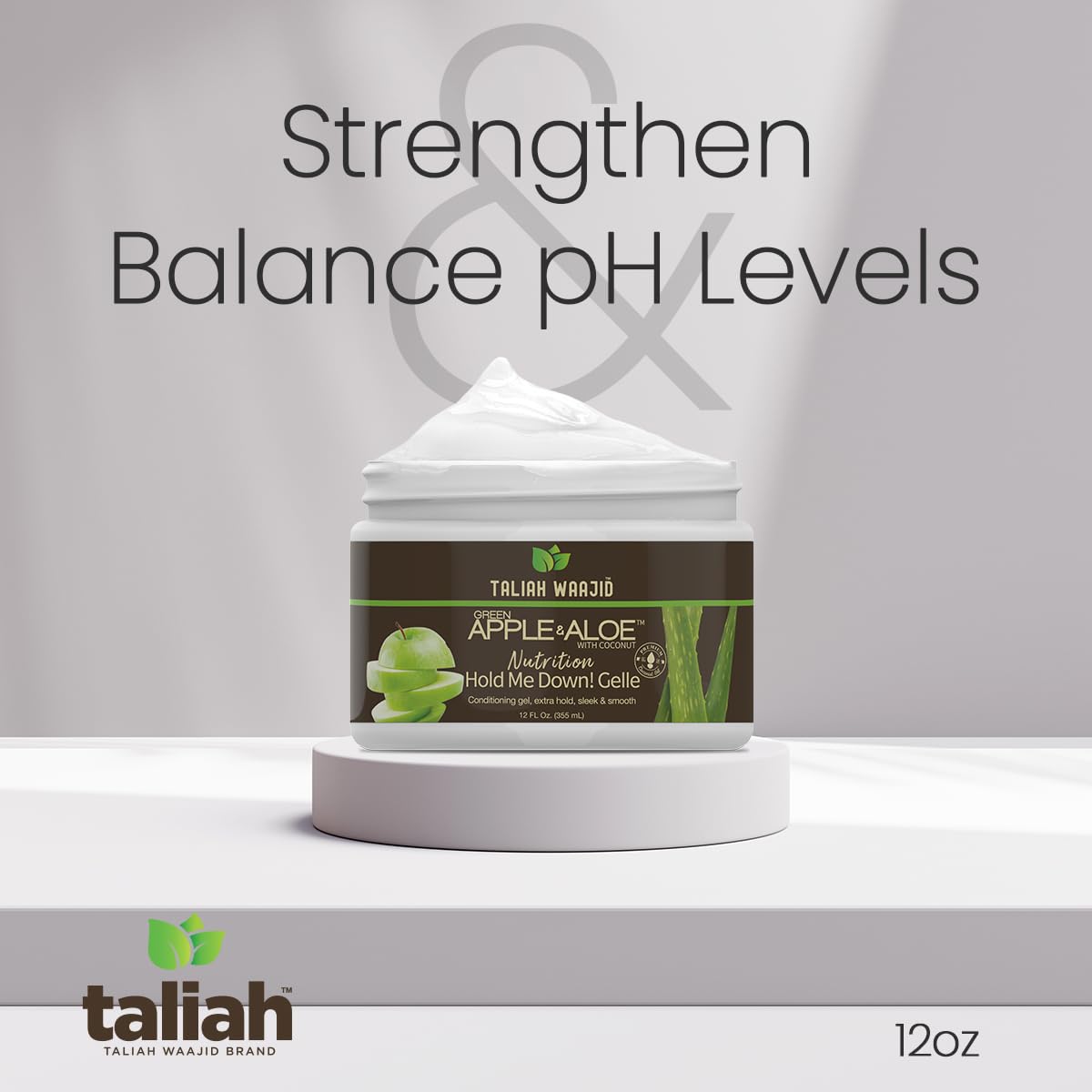 Taliah Waajid Green Apple & Aloe Curl Definer – pH Balanced, Strengthening, Curl Enhancing Cream with Coconut Oil – Paraben Free, 12oz (T124)