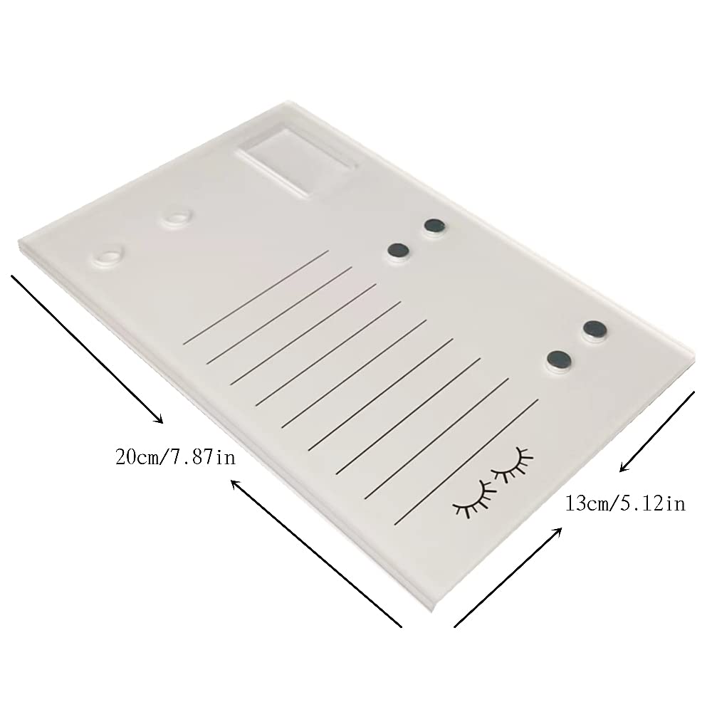 Acrylic Eyelash Grafting Pallet, Lash Tile holder, Bigger Size Glue Cups Eyelash Extensions Storage Gasket Pads with Magnetic Suction for 2 Tweezers