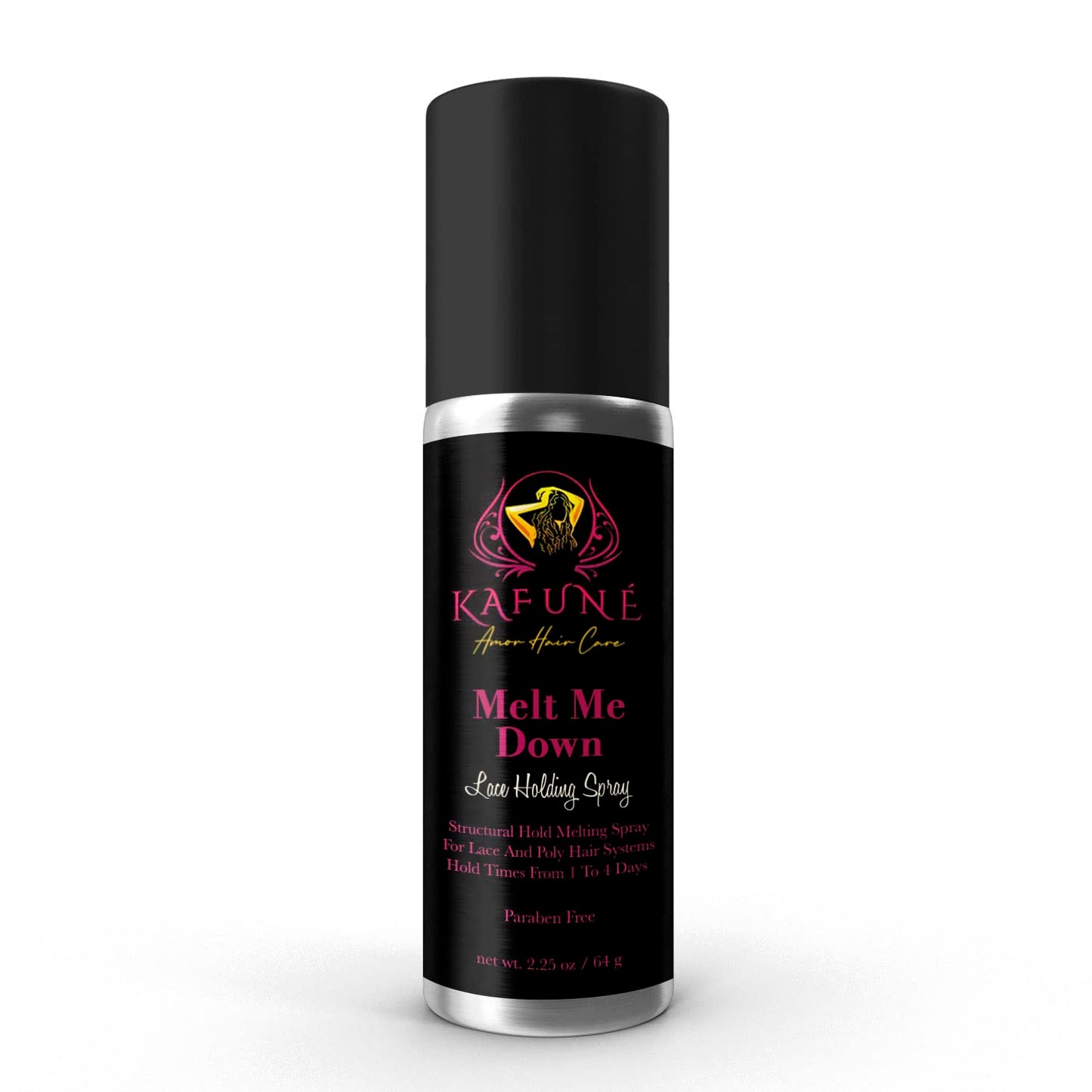 Kafune Amor Hair Melt Me Down Lace Melting Holding Spray - Glueless Wig Install, 1-5 Day Hold, Safe for HD/Swiss Lace Wig, No Flake/Residue, Quick