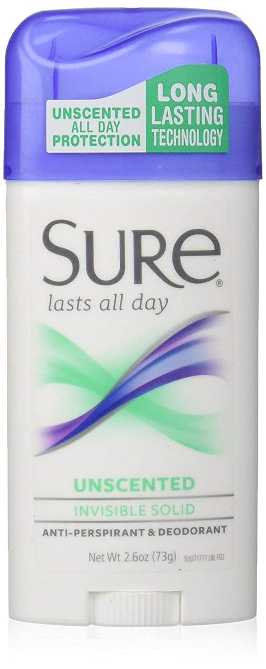 Sure Invisible Solid Anti-Perspirant and Deodorant, Unscented, 2.7 Ounces (Pack of 12) Beauty and Personal Care Sure