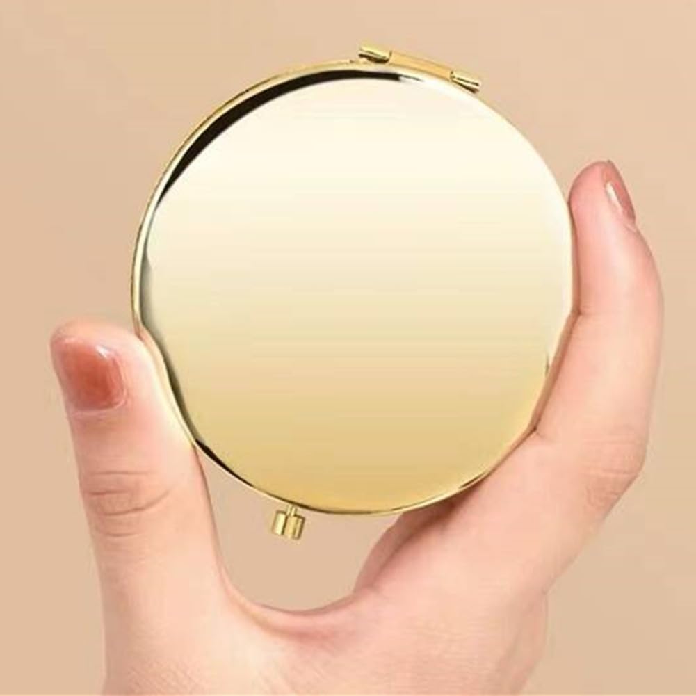mpowtech 5 Pack Magnifying Compact Mirrors Bulk - Gold Small Mirror for Purse,Double Sided Travel Makeup Mirror with 1x and 2X Magnification,Cosmetic