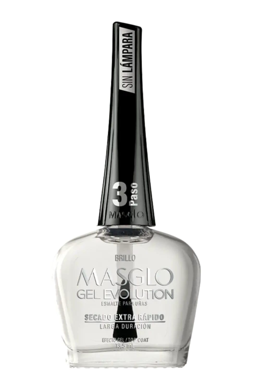 MASGLO GEL EVOLUTION Nail Polish Gel Effect, No UV/Led Lamp, Duration Up to 12 days, 3 PCs -Base, Esmalte NEGRO, Brillo - Efecto Gel sin necesidad de Beauty & Personal Care MASGLO