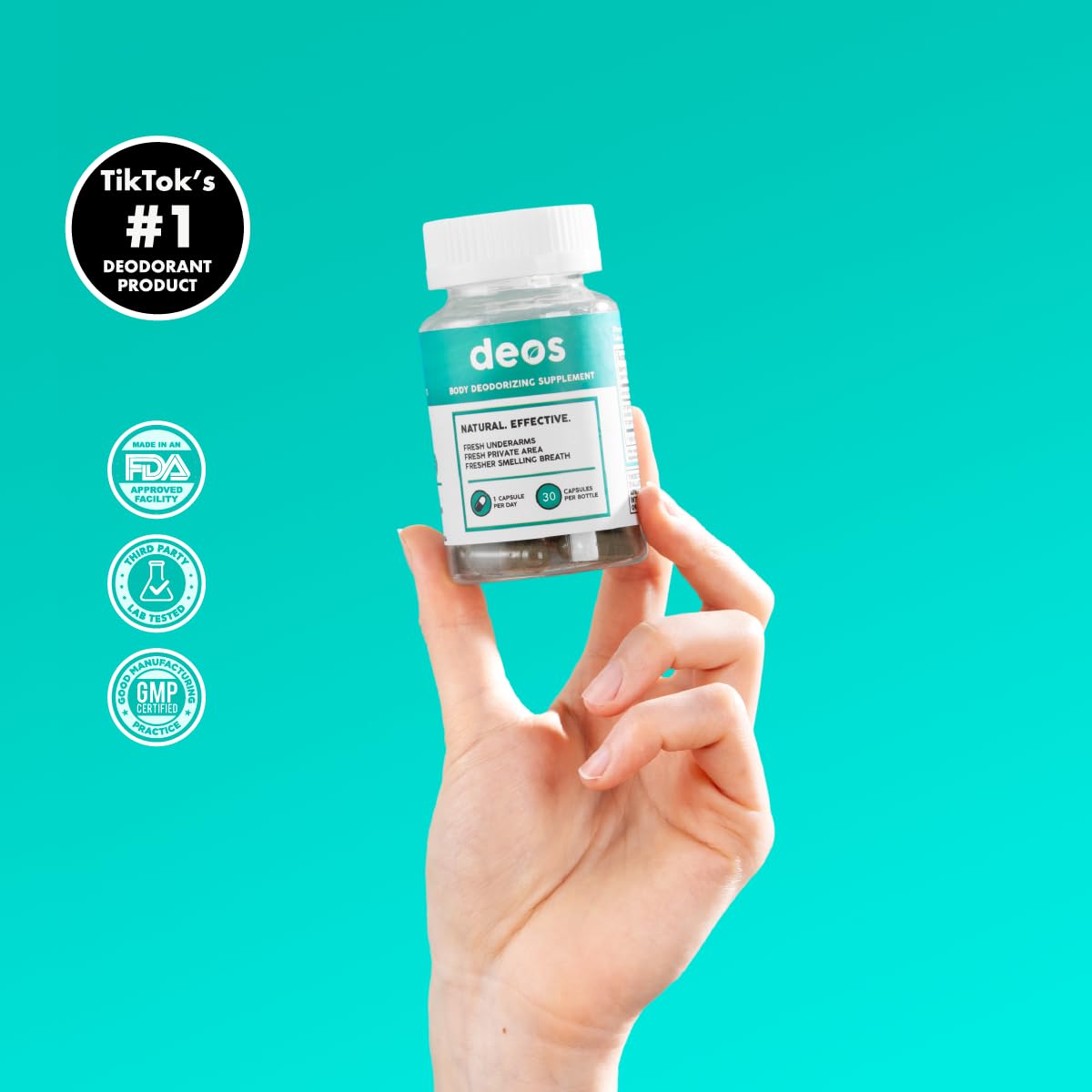 DEOS® Internal Deodorant Supplement [Natural Odor Control] - Full Body Deodorizing Capsules for Gut & Skin Health, Detox & Digestion Support Beauty and Personal Care DEOS