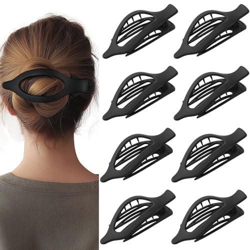 8 Pack Flat Black Hair Clips for Women - Large Matte No-Slip Flat Black Claw Clips for Thick & Thin Hair, Strong Hold French Styling Accessories Beauty and Personal Care CENTSTAR Default Title