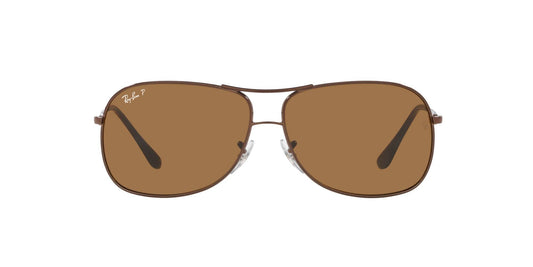 Ray-Ban RB3267 Metal Aviator Sunglasses, Brown/Polarized Brown, 64 mm