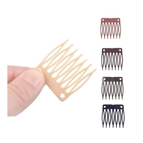 50 Plastic Wig Combs - 7-Teeth Hair Clips for Wig Making and Accessorizing (Blonde)