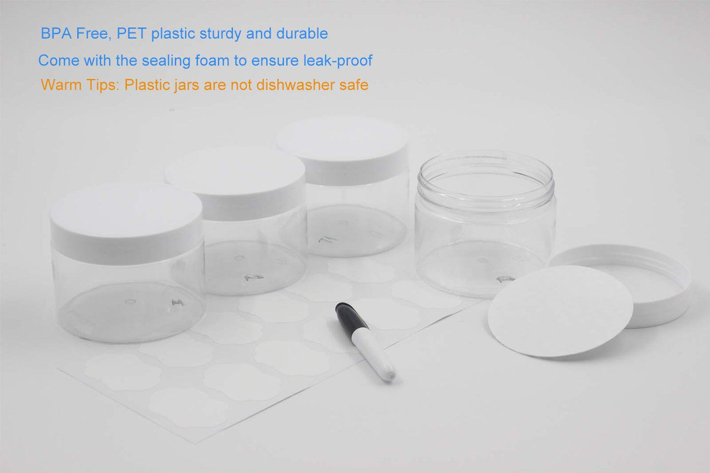 suituts 24 Pack 10 oz (300 ml) Plastic Jars with Lids, Food Storage Spice Jars, Craft Storage Favor Jars//Empty Wide-Mouth Jars for Body Butter…