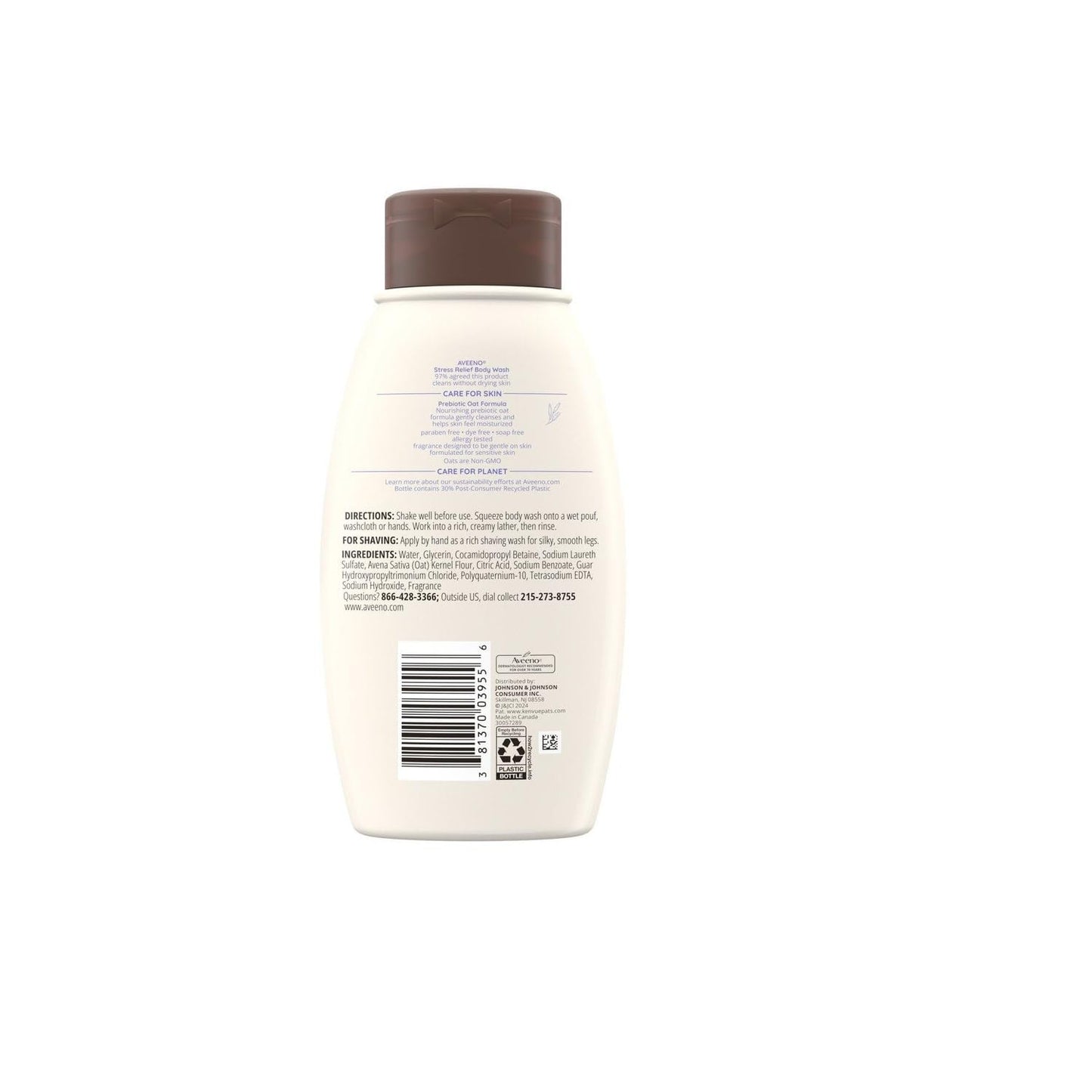 AVEENO Active Naturals Body Wash, Stress Relief 12 oz (Pack of 4)