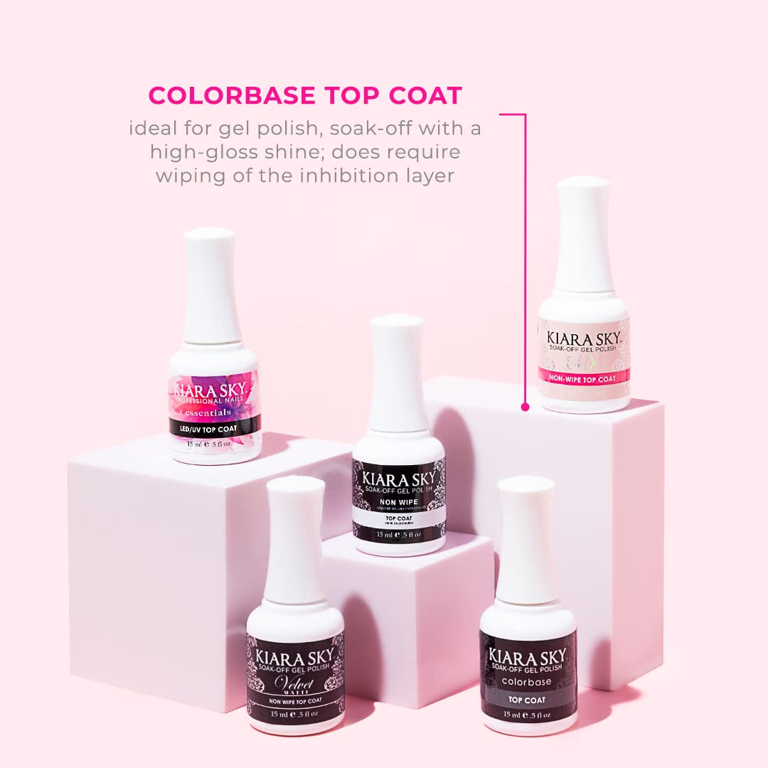 KIARA SKY Gel Polish Top Coat 0.5 fl oz + Base Coat 0.5 fl oz Duo | Soak Off Formula