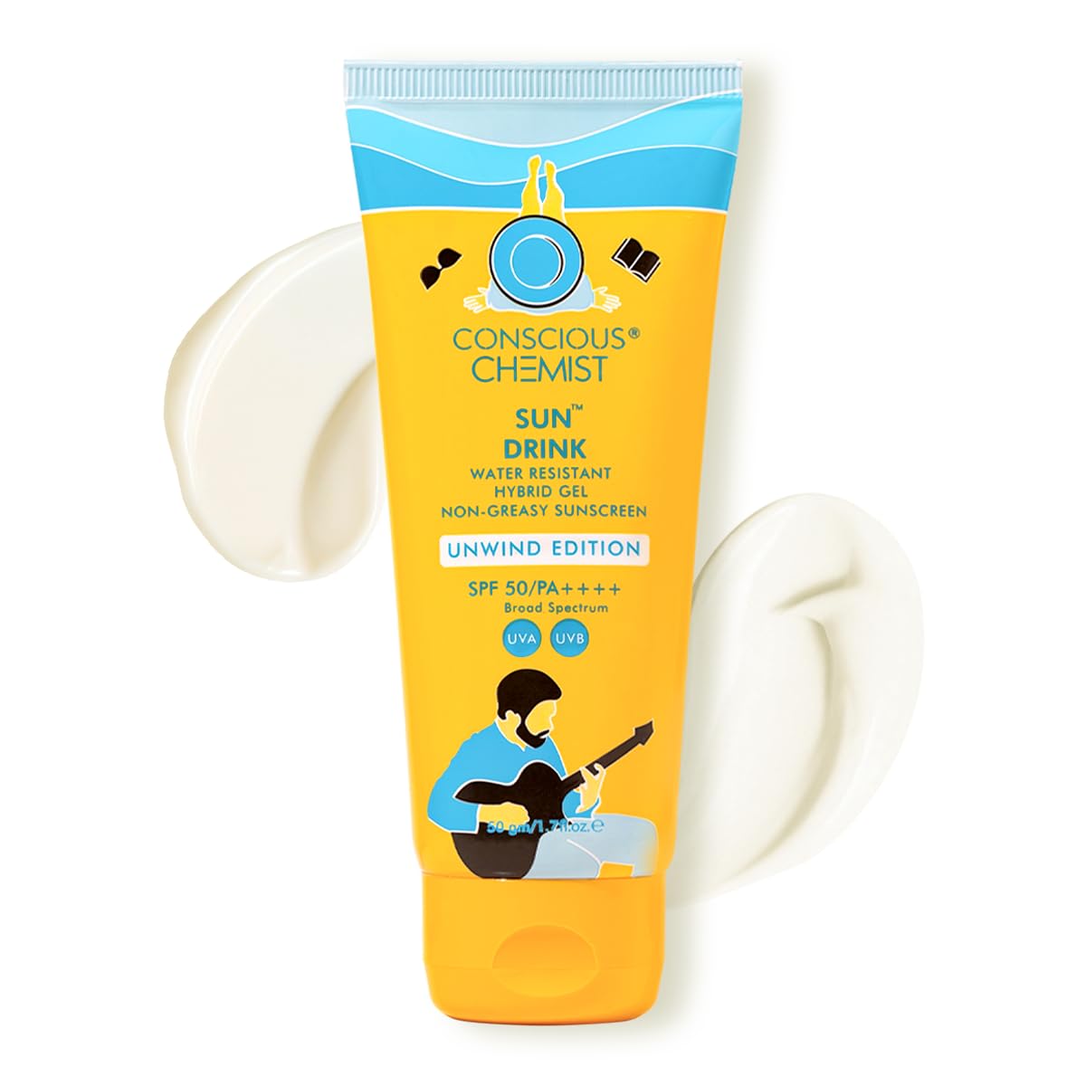 Conscious Chemist® Sun Drink Hybrid SPF 50 PA++++ Sunscreen Unwind Edition | Water Resistant , Ceramides & Milk Thistle Extract | UVA/UVB Protection |