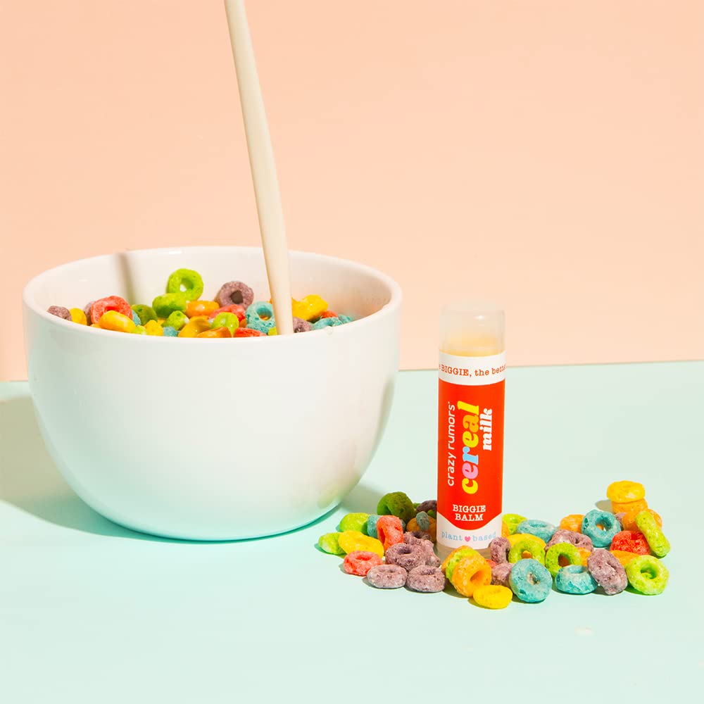Crazy Rumors Biggie Cereal Milk Flavored All Natural, Plant Based Lip Balm to Moisturize and Nourish your Lips - Cereal Milk Biggie Tube 0.6 oz (4x