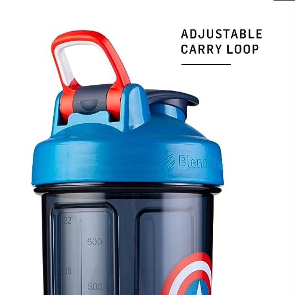 BlenderBottle Marvel Shaker Bottle Pro Series Perfect for Protein Shakes and Pre Workout, 28-Ounce, Captain America Shield