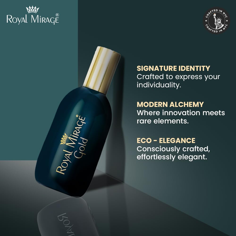 Royal Mirage Gold Eau de Cologne - Premium Citrus & Amber Fragrance Spray - 120ml (4 oz) Long-Lasting EDC - Authentic Heritage Scent