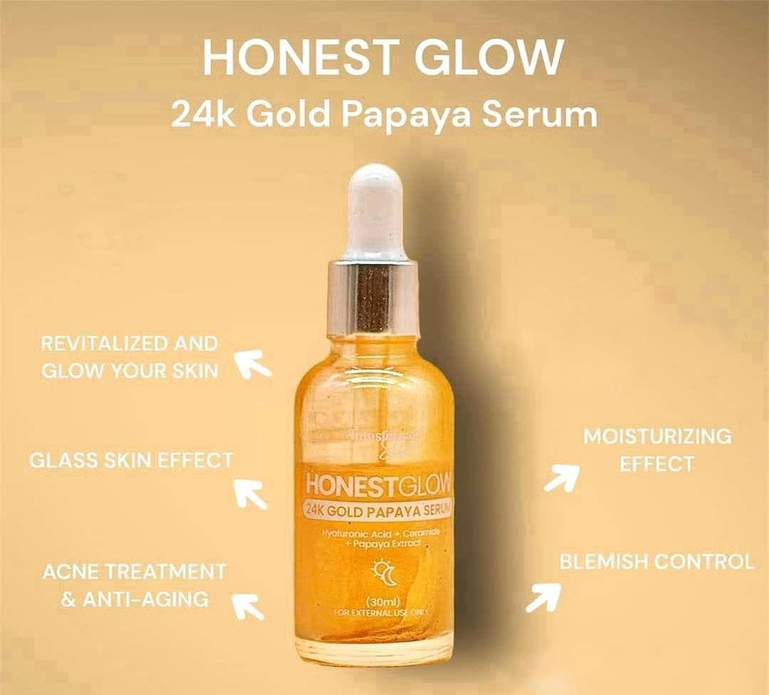 Transformed Skin HONEST GLOW 24K Gold Papaya Serum, 30ml