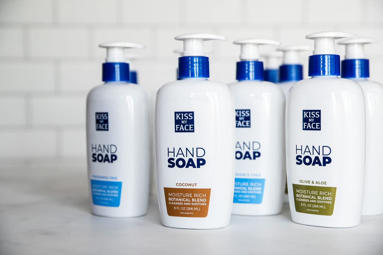 Kiss My Face Moisture Liquid Hand Soap Vegan and Cruelty Free Hand Wash Soap 9 fl oz Bottle with Pump Dispenser (Olive and Aloe, Pack of 1)