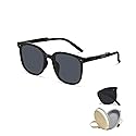 Carry Polarized Mini Folding Sunglasses Women Polarized UV Protection Trendy Designer Sun Glasses (Bright black)