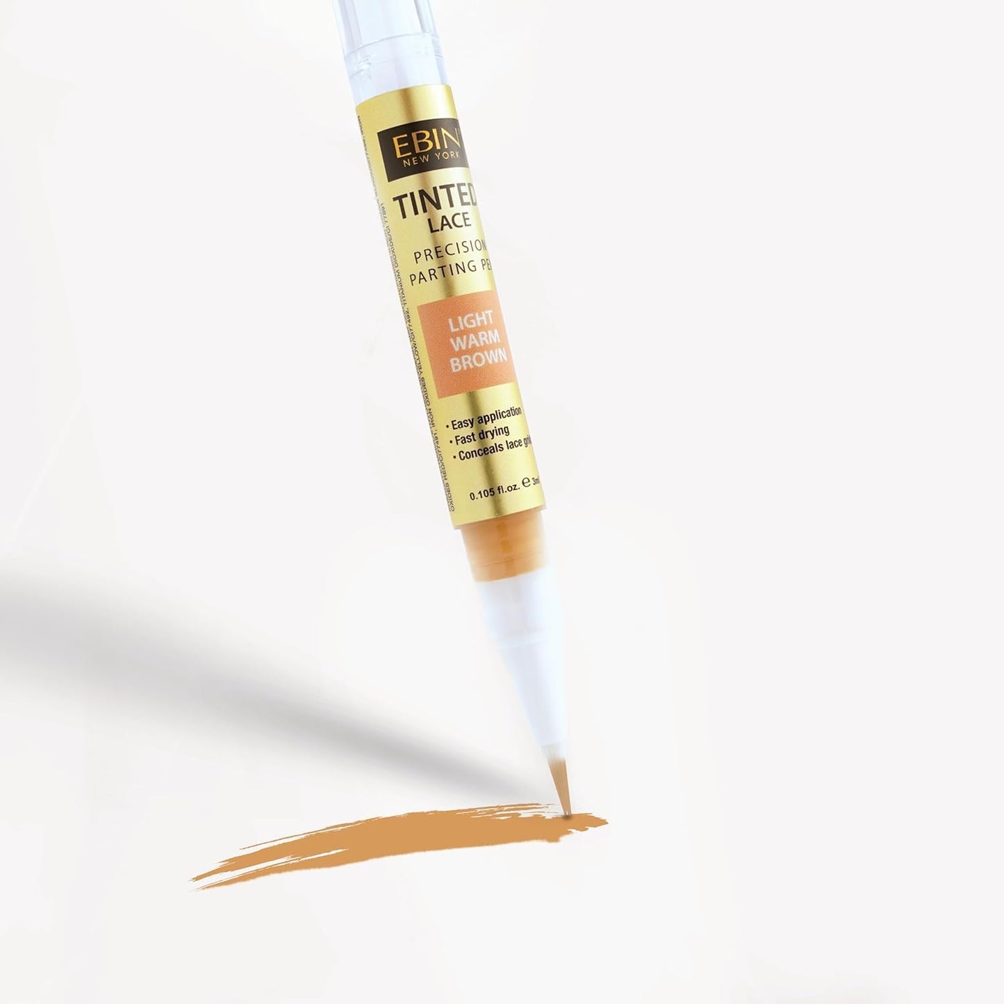 Tinted Lace Precison Parting Pen Light Warm Brown 0.105oz -Wig Lace Tint with Brush Applicatior, Easy to use, Long Lasting Formula, Blends Natural
