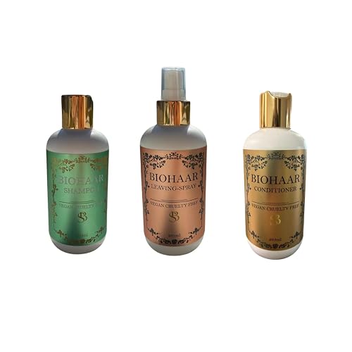 BIOHAAR Hair Care Kit - Shampoo + Conditioner + Leave-In Spray | Vegan, Cruelty-Free | Hydration, Strength & Shine