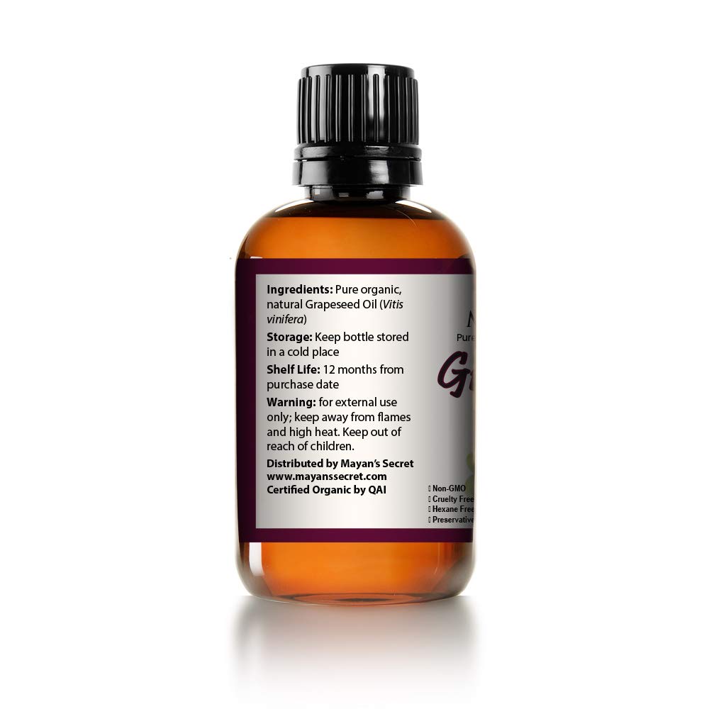 USDA Certified Organic GRAPESEED Oil Anti-Aging MOISTURIZER - Facial Cleanser | Unrefined, Cold Pressed | Essential to Reduce Skin Wrinkles
