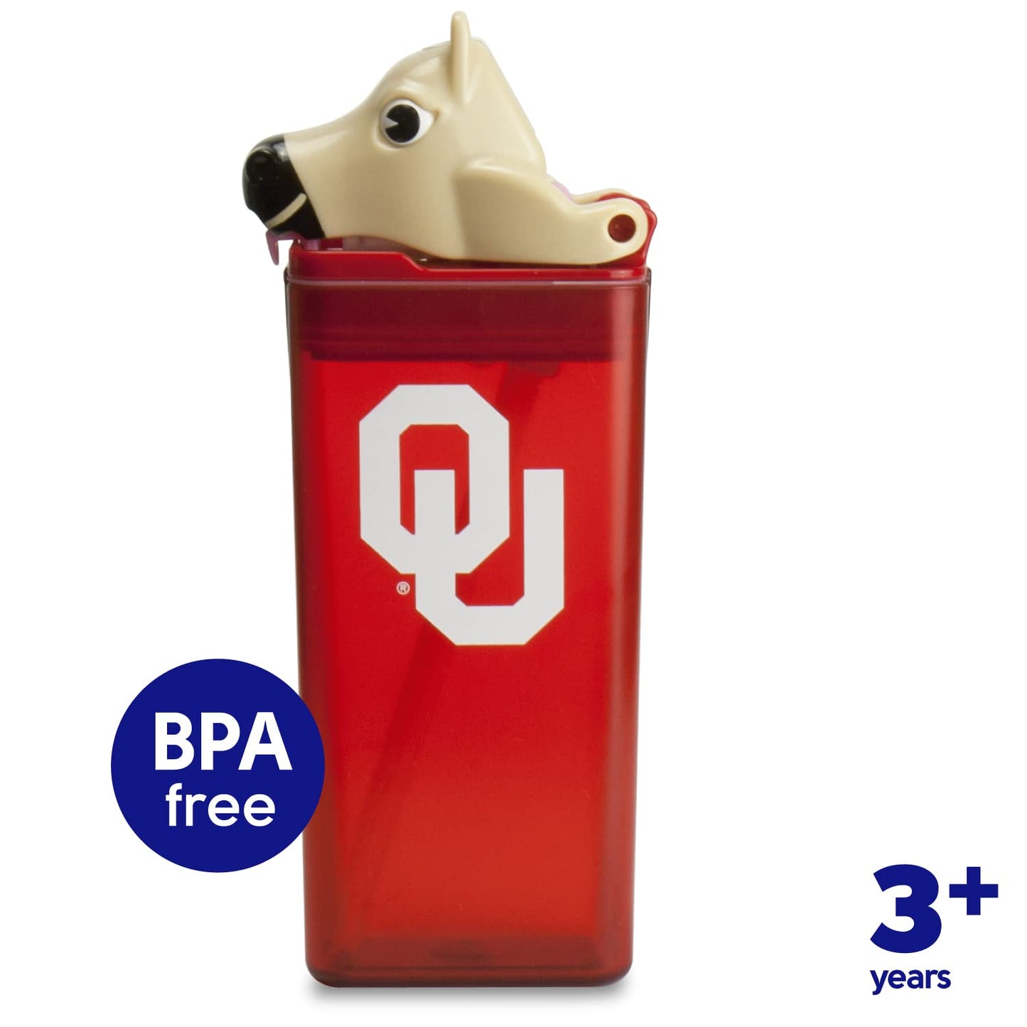 FUNTOPS Reusable Water Bottle | Officially Licensed NCAA Sports Bottle | BPA Free | Dishwasher Safe | Boomer & Sooner Mascot | 12 oz Drink in the Box…