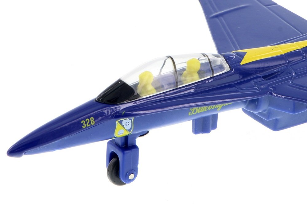 Playmaker Toys 🛦 United States Navy Blue Angels F/A-18 Super Hornet Fighter Jet 6 Inch Die Cast Metal Model Toy with Pullback Action