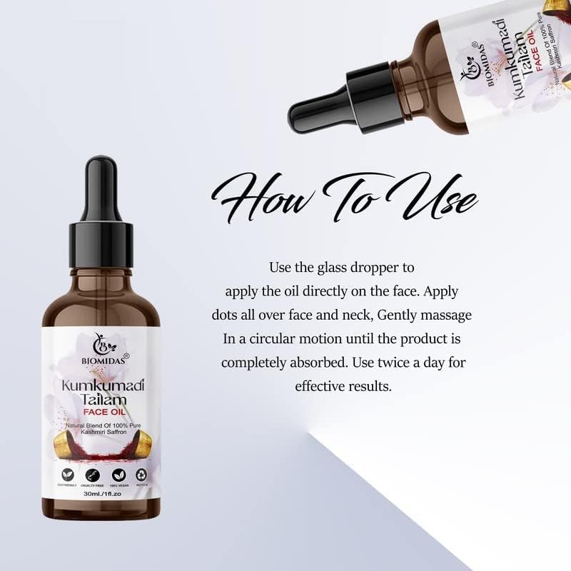 THRU Kumkumadi Tailam, With Pure Kashmiri Saffron For Skin Lightening, Healthy & Glowing Skin 30ML
