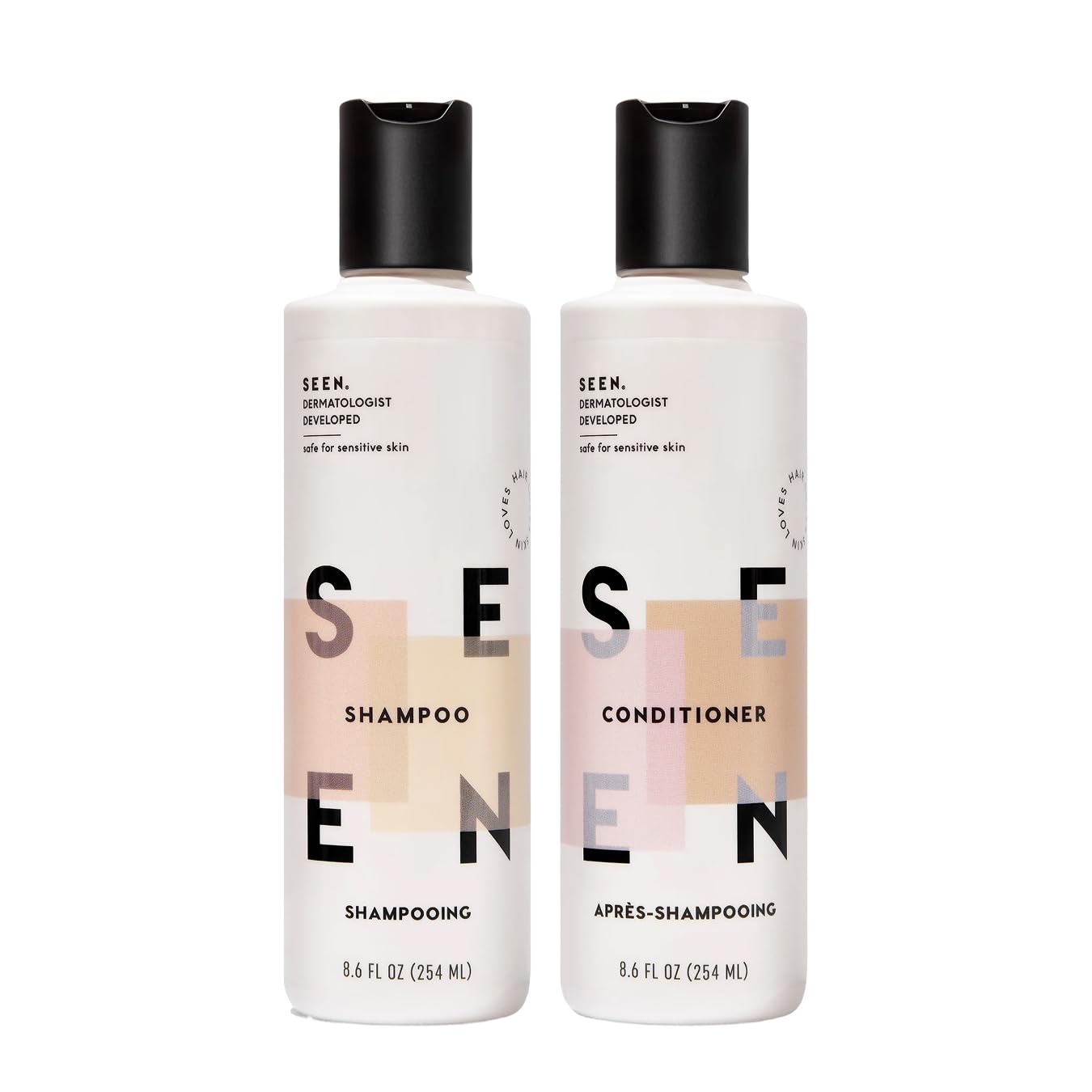 SEEN Shampoo & Conditioner Bundle, Scented - Non-Comedogenic Hair Care Set, Dermatologist-Developed, Safe for Sensitive, Eczema & Acne-Prone Skin