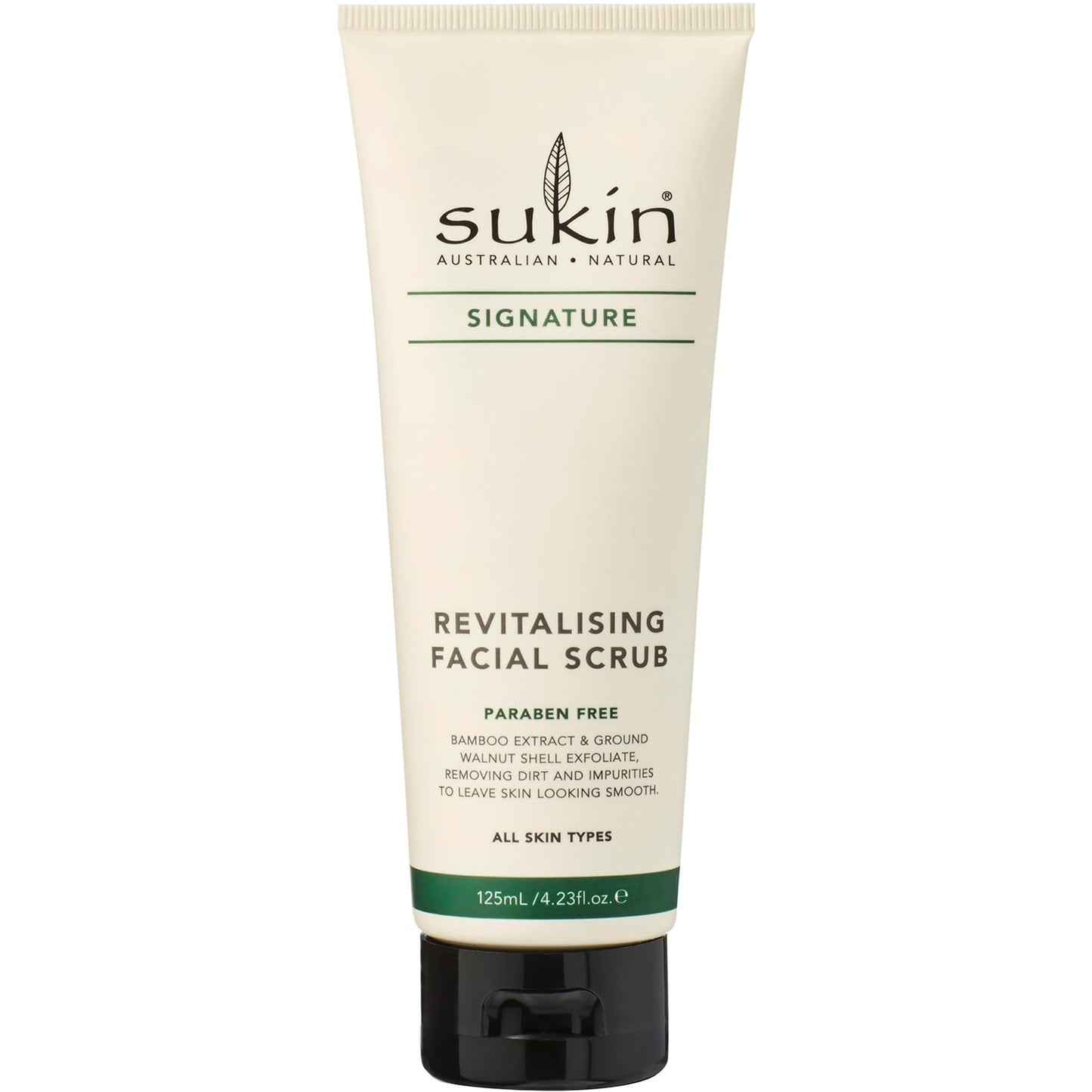 Sukin Signature Facial Scrub, Revitalizing - Natural Face Exfoliant with Bamboo Extract + Walnut Shell Powder, Microbead-Free, 4.23 Oz