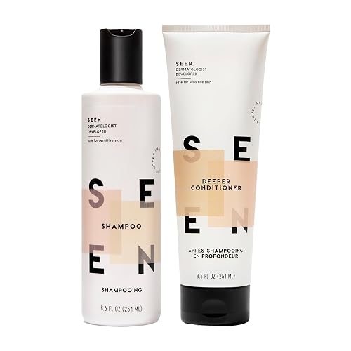 SEEN Shampoo & Deeper Conditioner Bundle, Scented - Non-Comedogenic Hair Care Set, Dermatologist-Developed, Safe for Sensitive, Eczema & Acne-Prone