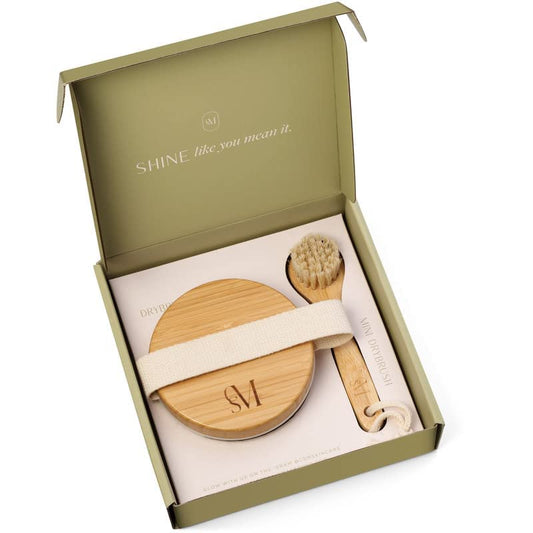 CSM Dry Brushing Body Brush Set - Natural Bristle Dry Brush for Body & Face Exfoliation, Lymphatic Drainage and Circulation Boost
