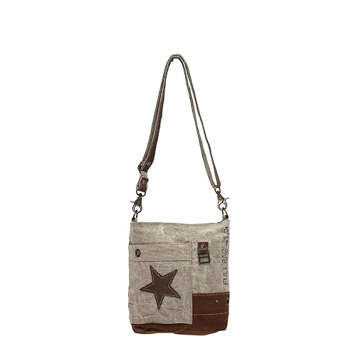 Myra Bag Small Canvas Star Purse - Womens Crossbody Star Bag with Fabric Body and Real Leather Accents, Aesthetic Canvas Purse for Women, Cloth…