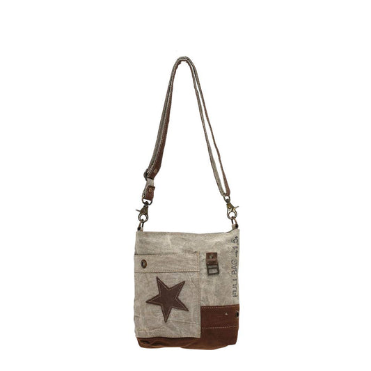 Myra Bag Small Canvas Star Purse - Womens Crossbody Star Bag with Fabric Body and Real Leather Accents, Aesthetic Canvas Purse for Women, Cloth…